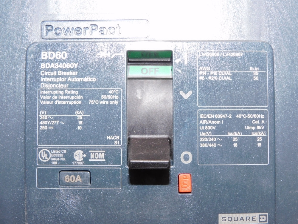 SQUARE D BDA34060Y 277V 60A NSMP