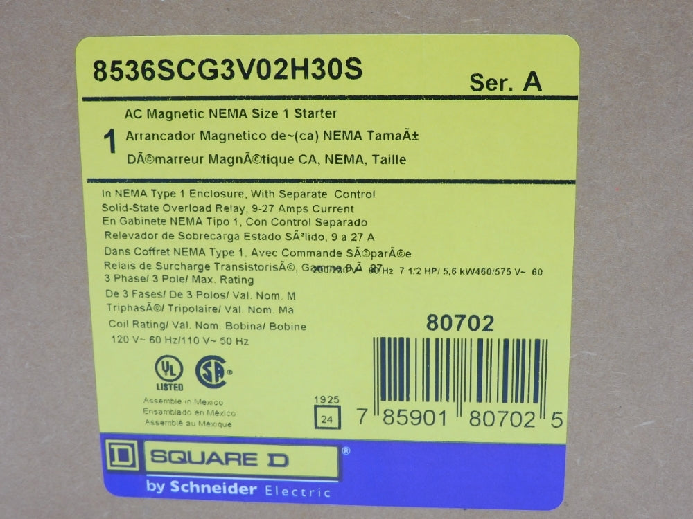 SQUARE D 8536SCG3V02H30S SER. A 110-120V NSMP