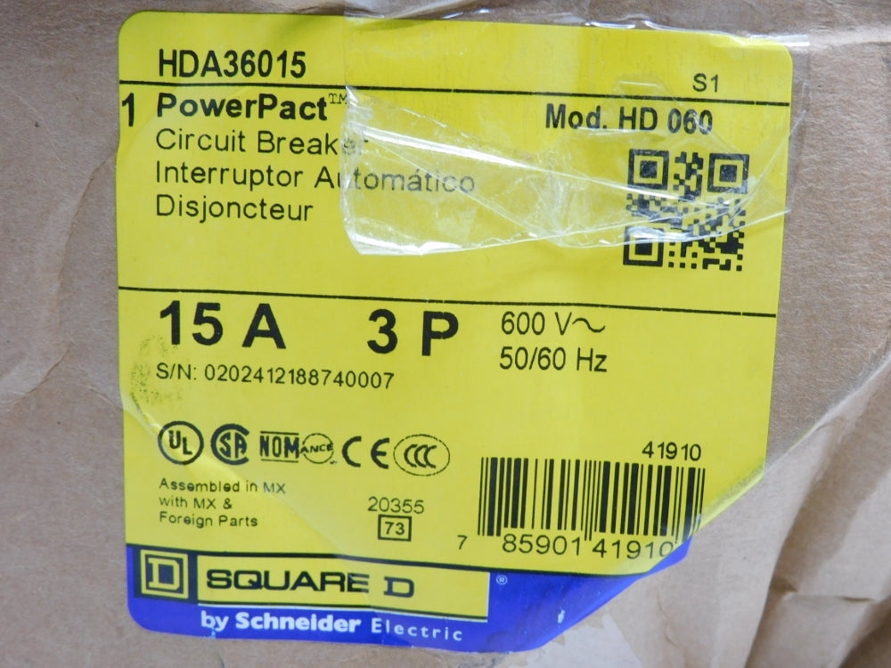 SQUARE D HDA36015 600V 15A NSMP