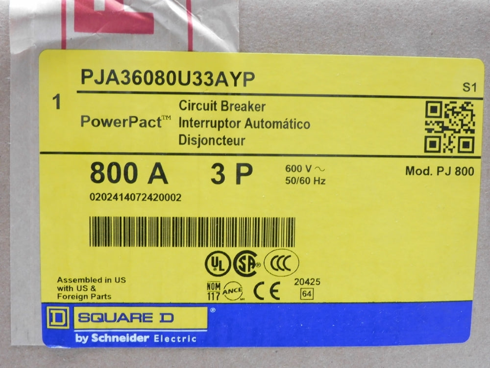 SQUARE D PJA36080U33AYP 600V 800A NSFS