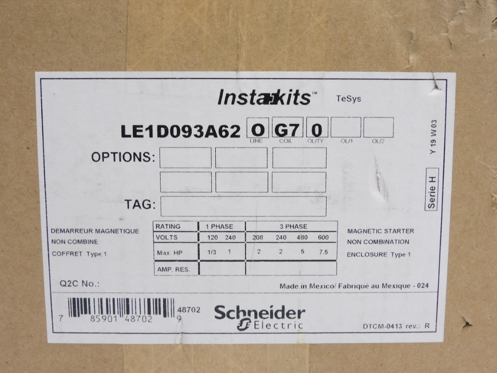 SCHNEIDER ELECTRIC LE1D093A62OG70 SER. H NSMP
