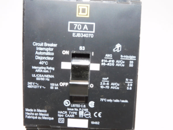 SQUARE D EJB34070 277V 70A NSMP