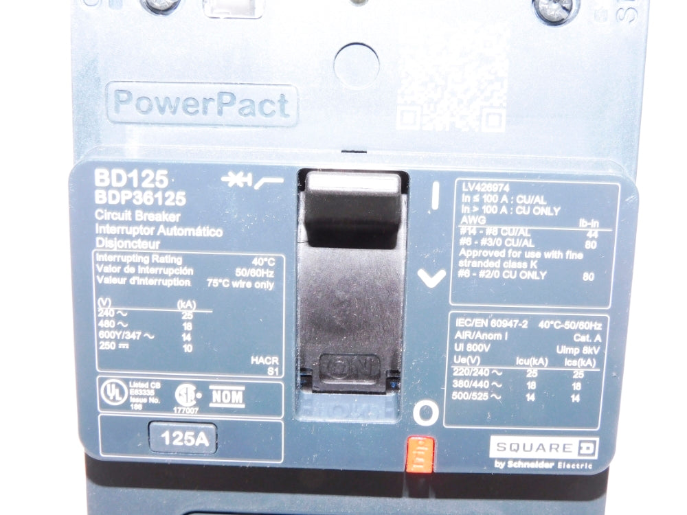 SQUARE D BDP36125 125A 480V (AS PICTURED) NSMP