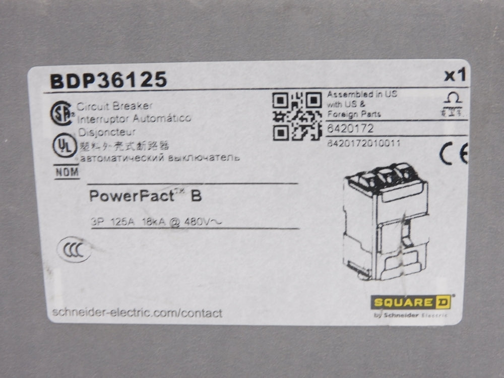 SQUARE D BDP36125 125A 480V (AS PICTURED) NSMP