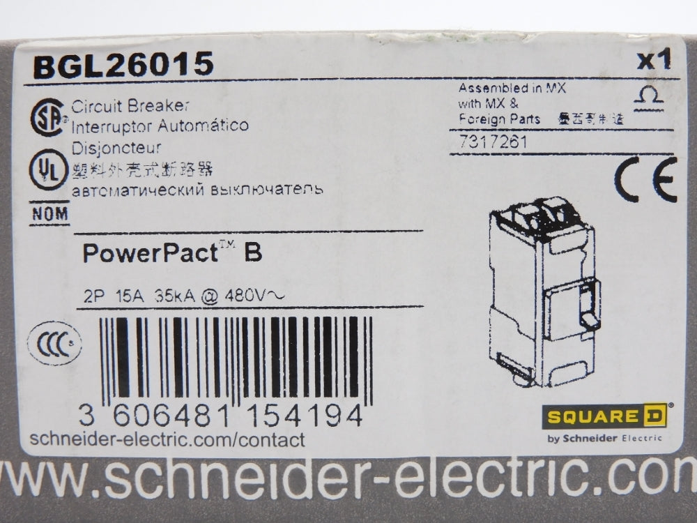 SQUARE D BGL26015 15A 480V NSMP