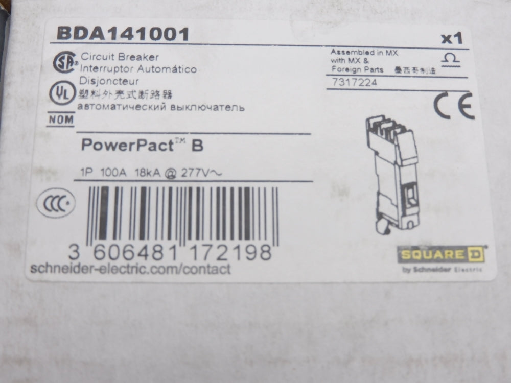 SQUARE D BDA141001 100A 277V NSMP
