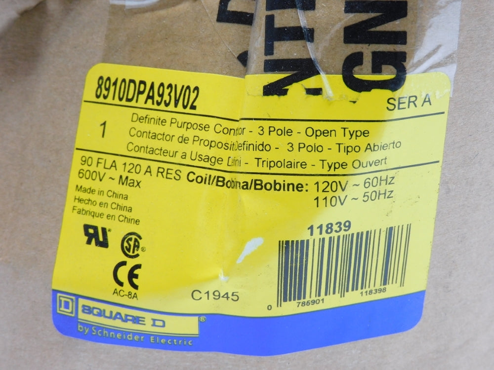 SQUARE D 8910DPA93V02 SER. A 120V 120A NSMP