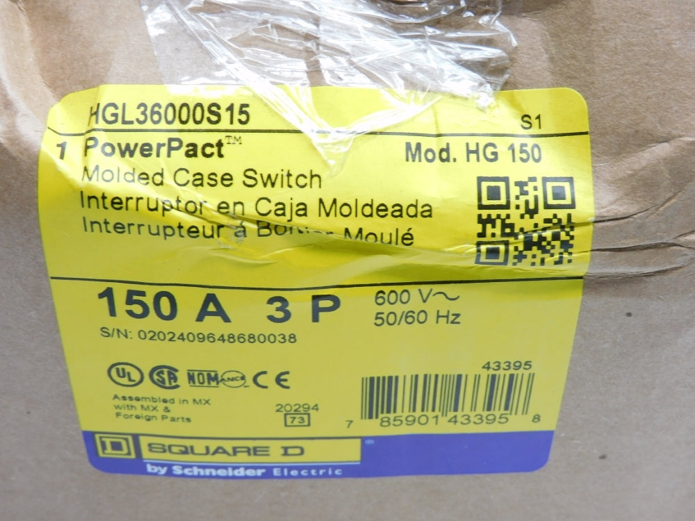 SQUARE D HGL36000S15 600V 150A NSMP