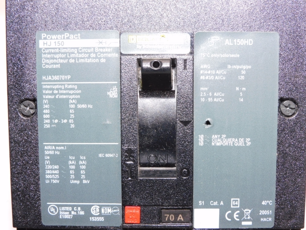 SQUARE D HJA36070YP 70A 480V NSNP
