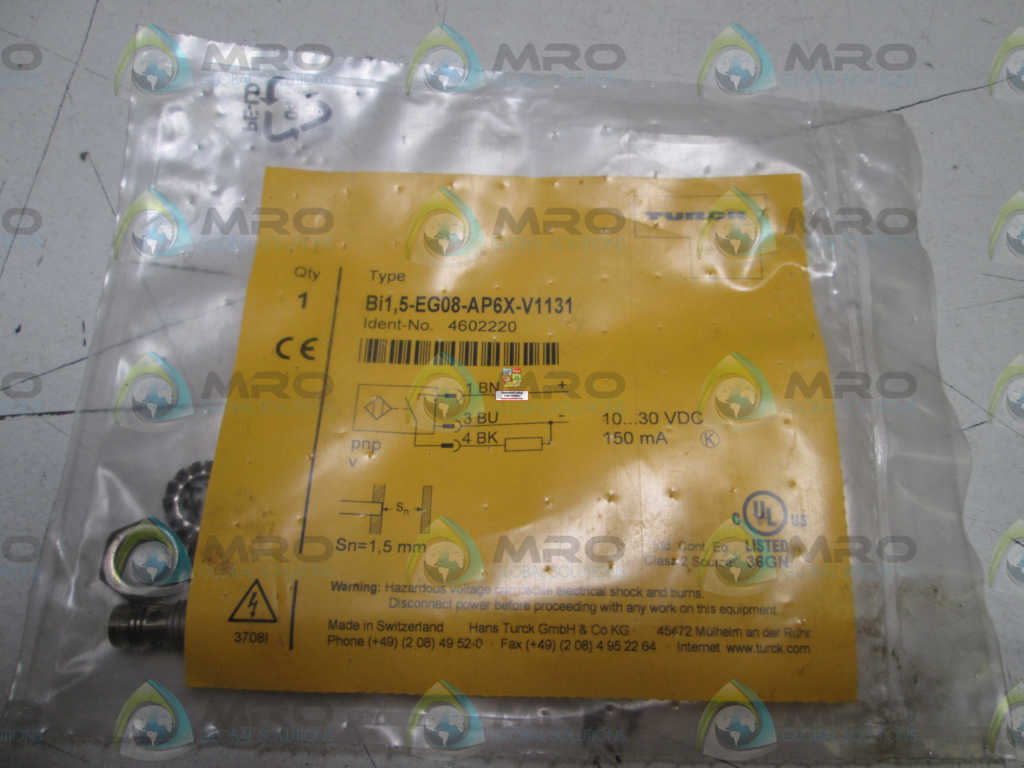 TURCK HARSH DUTY SENSOR Bi1,5-EG08-AP6X-V1131 *NEW IN FACTORY BAG*