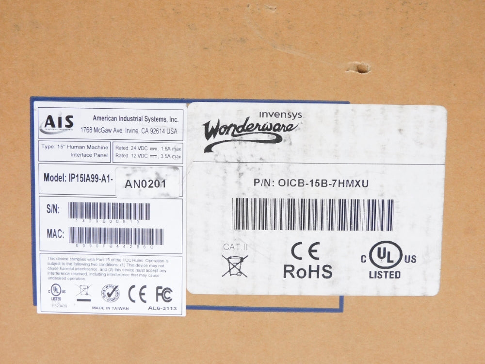 WONDERWARE OICB-15B-7HMXU IP15IA99-A1 -AN0201 NSMP