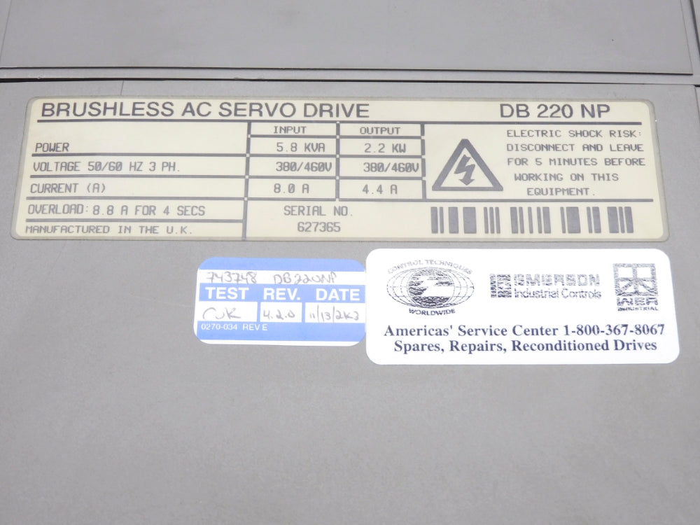 CONTROL TECHNIQUES DB220NP 380/460V 8.0A UNMP