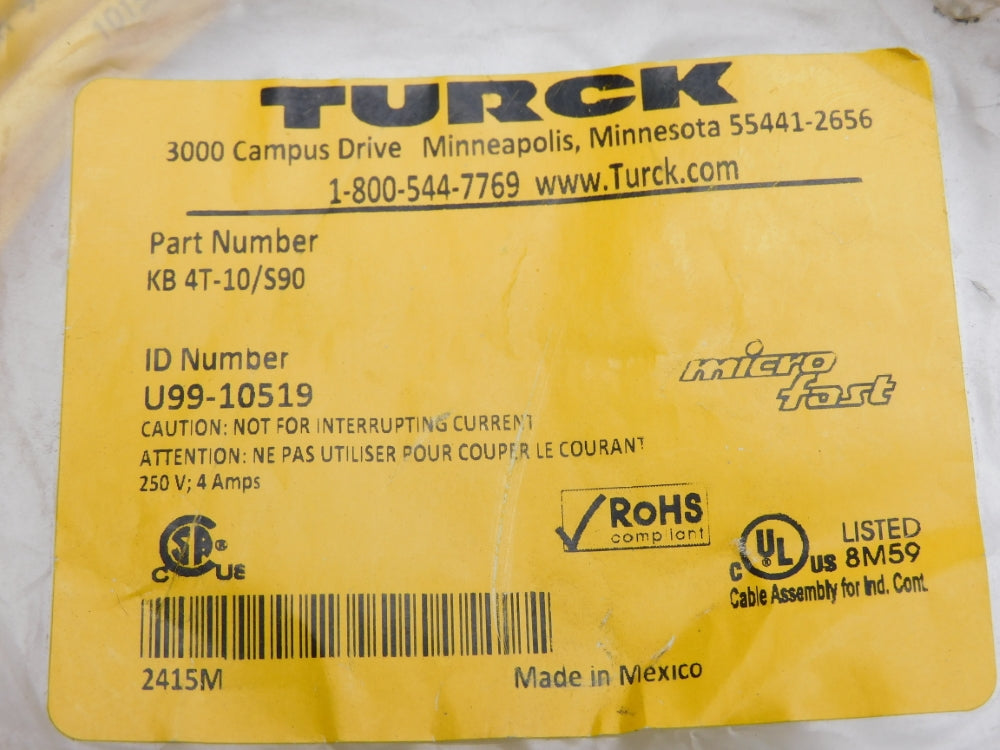 TURCK KB4T-10/S90 U99-10519 NSMP