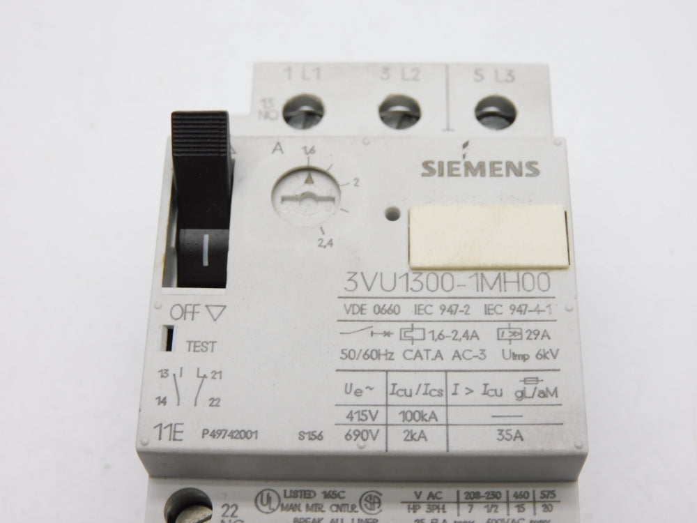 SIEMENS 3VU1300-1MH00 690V 1.6-2.4A UNMP