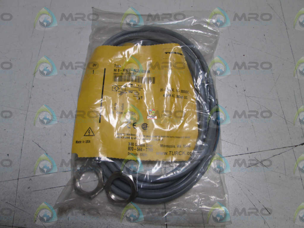 TURCK M-BARREL WITH CABLE NI 8-M18T-AZ3X 60MM  *NEW IN FACTORY BAG*