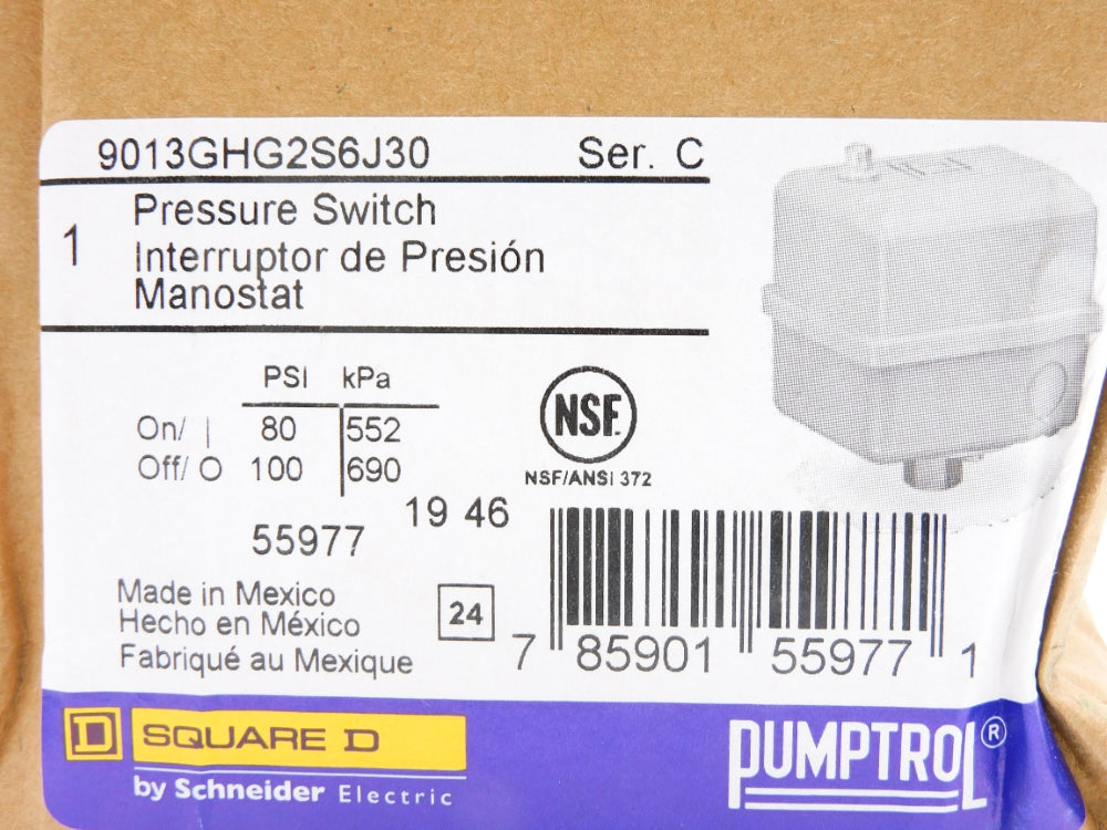 SQUARE D 9013GHG2S6J30 SER. C 80/100PSI NSFS