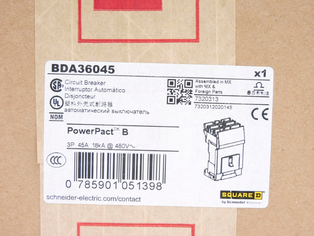 SQUARE D BDA36045 45A 480V NSFS