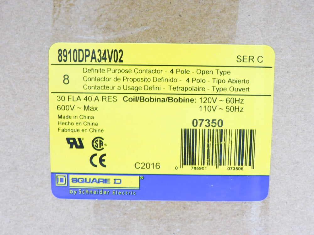SQUARE D 8910DPA34V02 SER. C 110/120V (PKG OF 8) NSFS