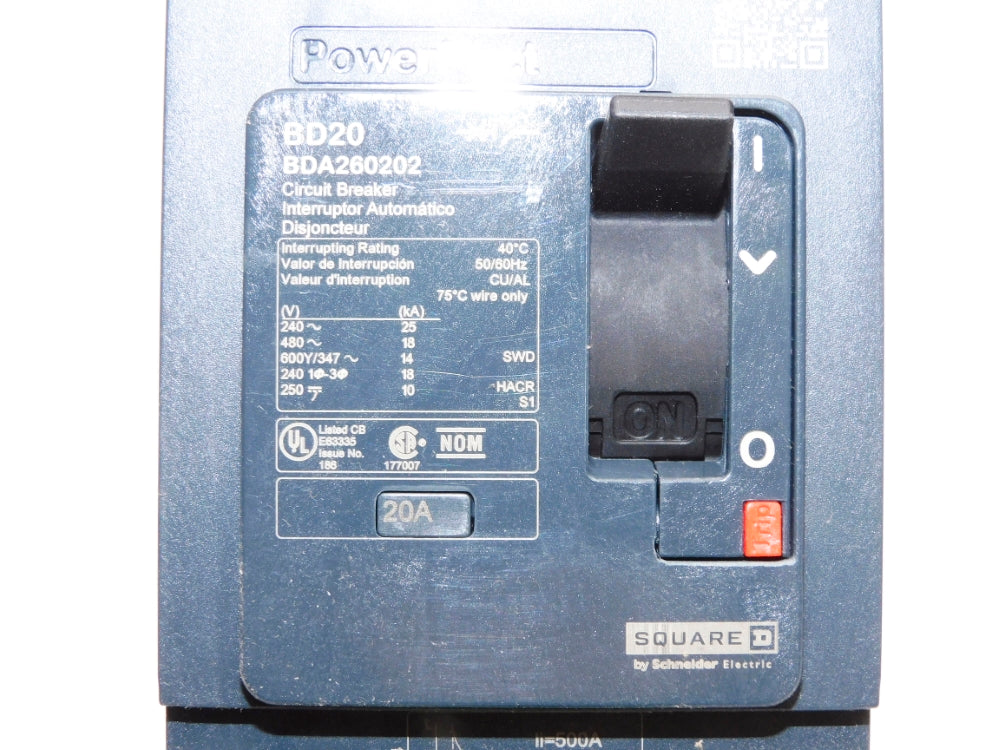 SQUARE D BDA260202 20A 480V NSMP