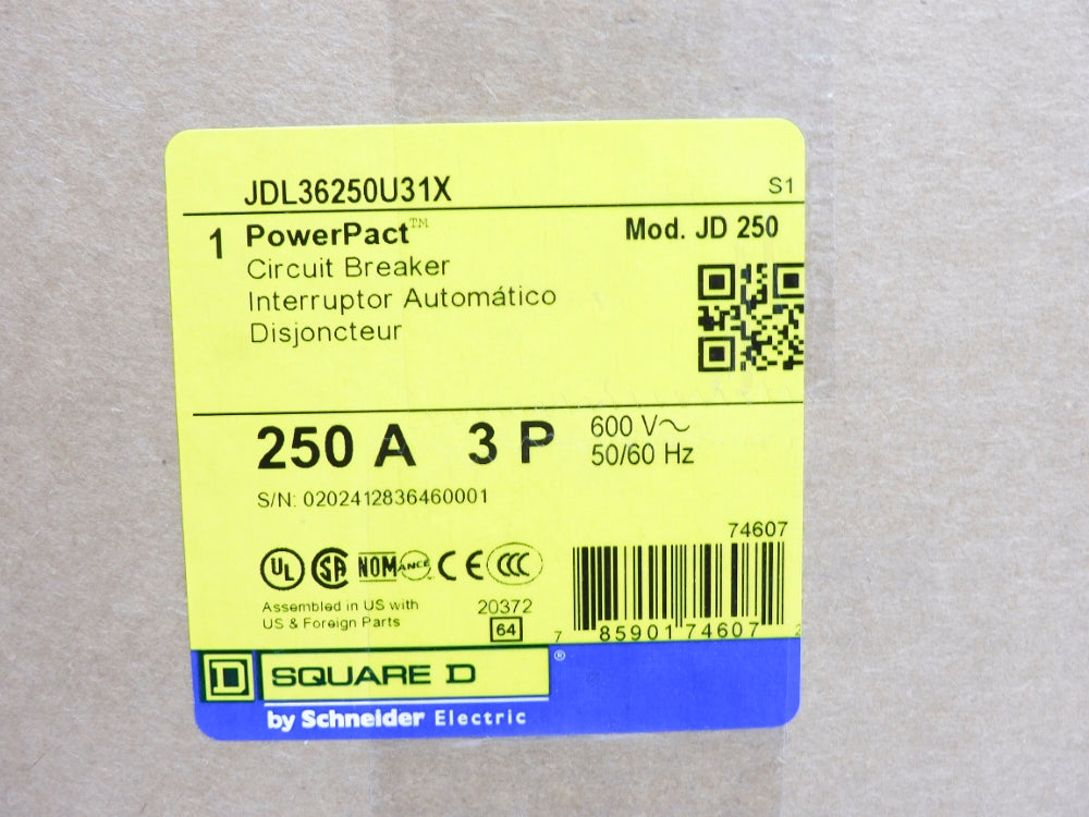 SQUARE D JDL36250U31X 250A 600V NSMP