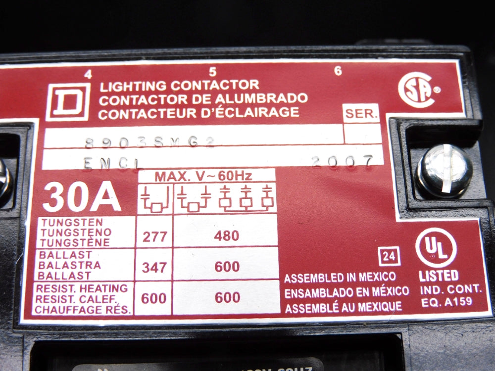 SQUARE D 8903SMG2V02 SER. A 110/120V 30A NSMP