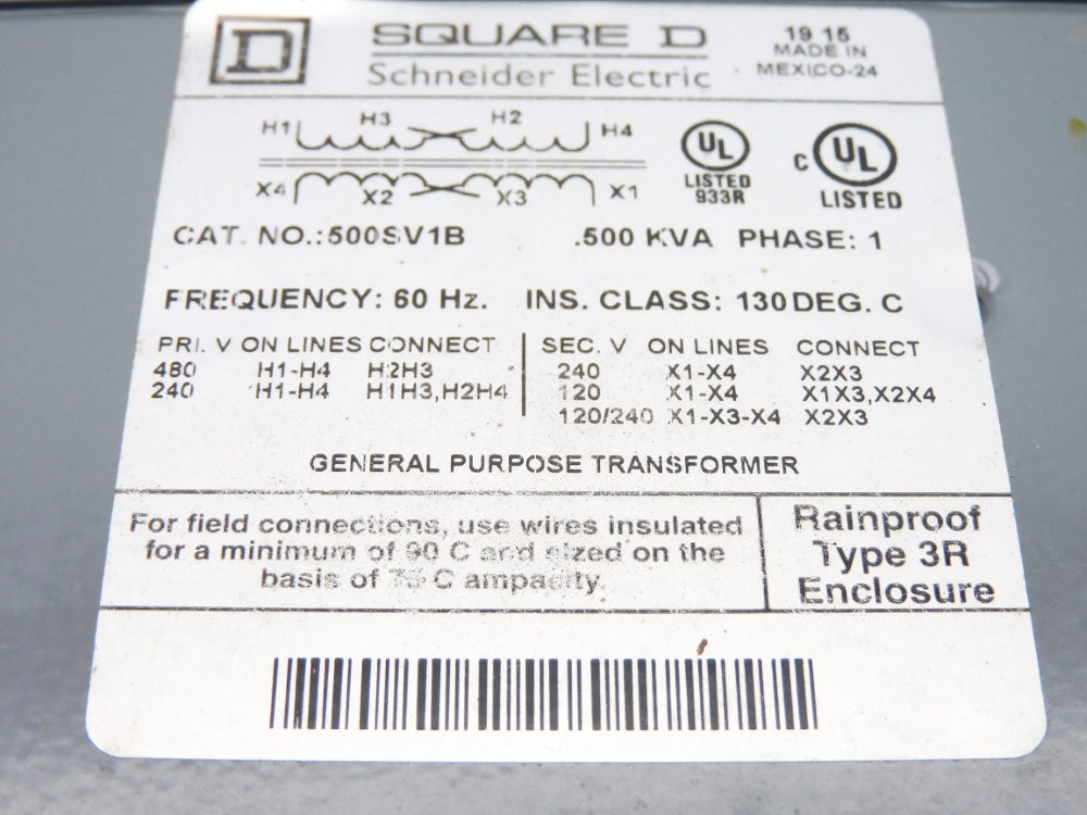 SQUARE D 500SV1B .500KVA NSMP