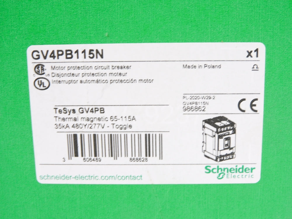 SCHNEIDER ELECTRIC GV4PB115N 277V 65-115A NSMP