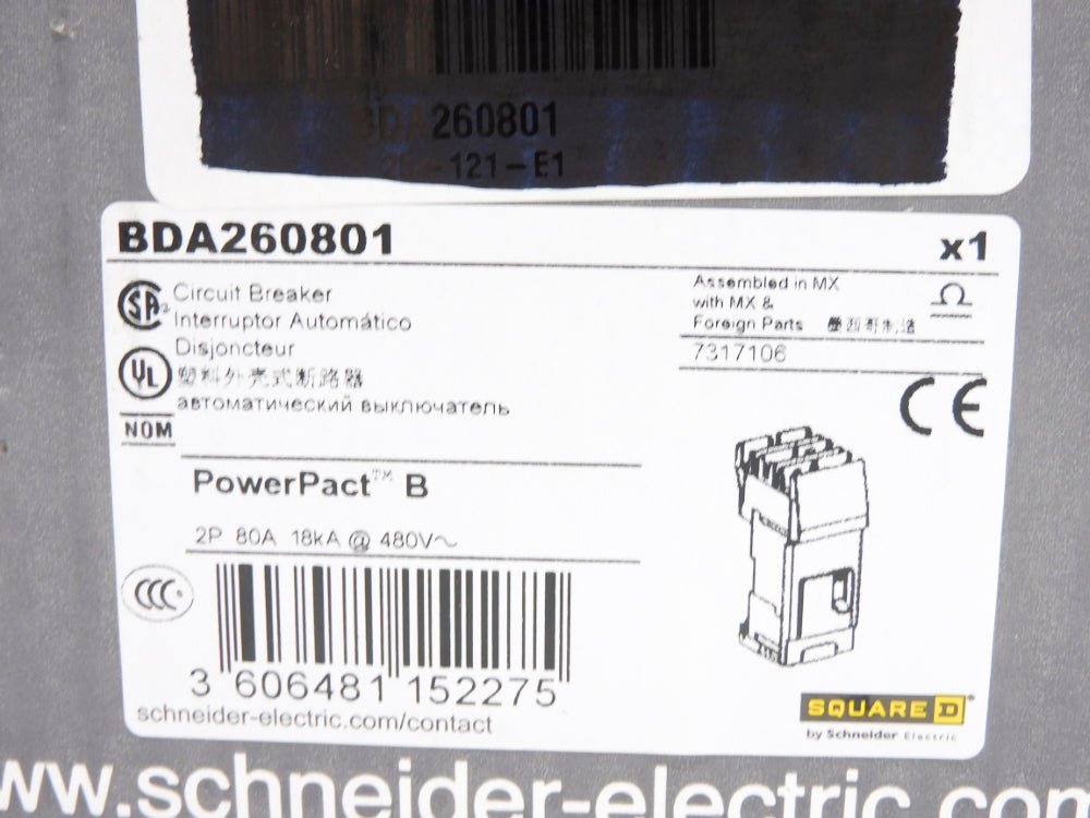 SQUARE D BDA260801 80A 280V NSMP