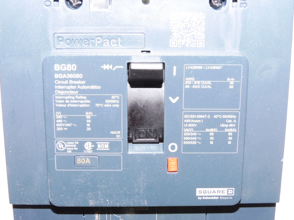 SQUARE D BGA36080 80A 480V NSMP