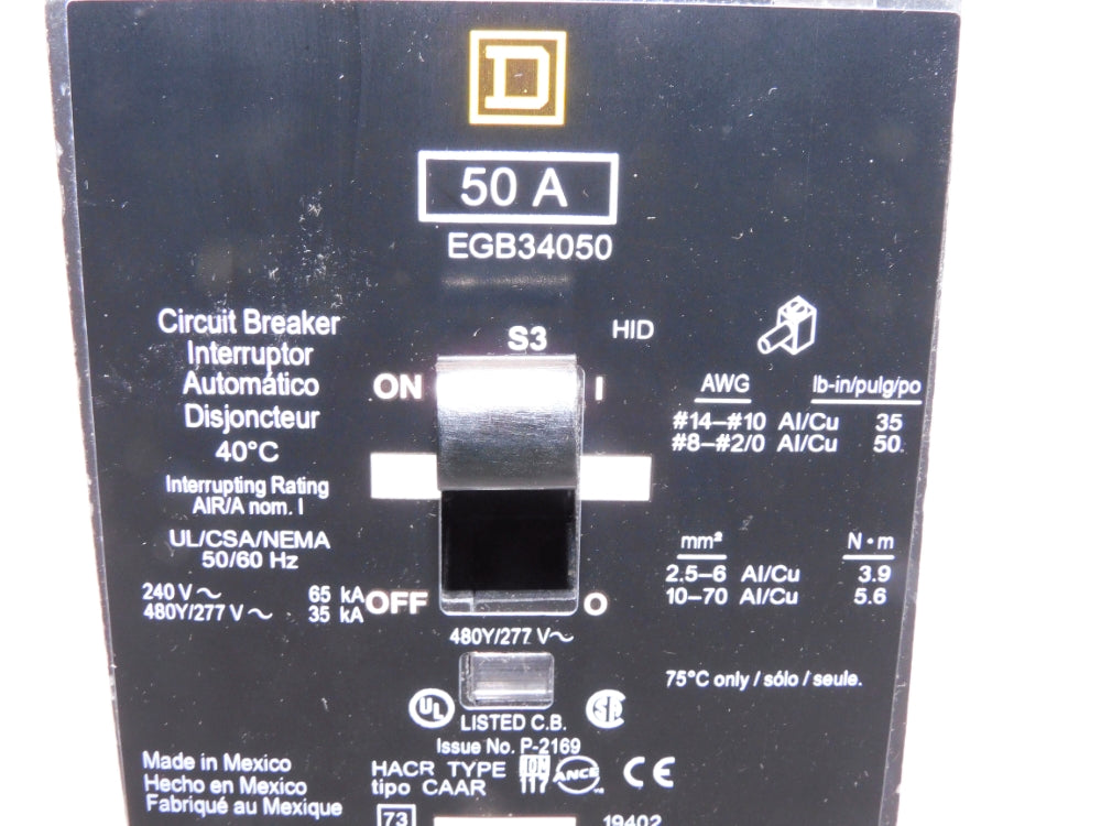 SQUARE D EGB34050 50A 480/277V NSMP
