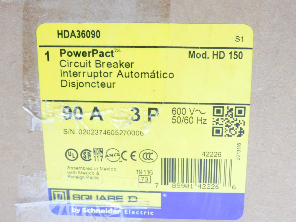 SQUARE D HDA36090 90A 600V NSMP