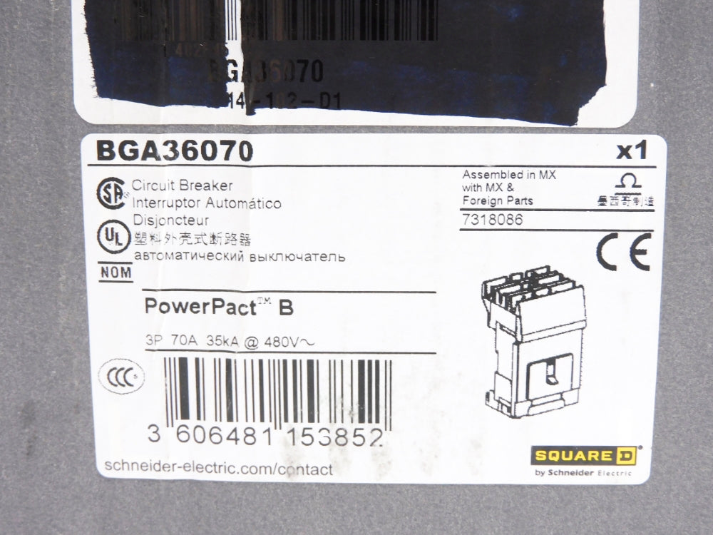 SQUARE D BGA36070 70A 480V NSMP