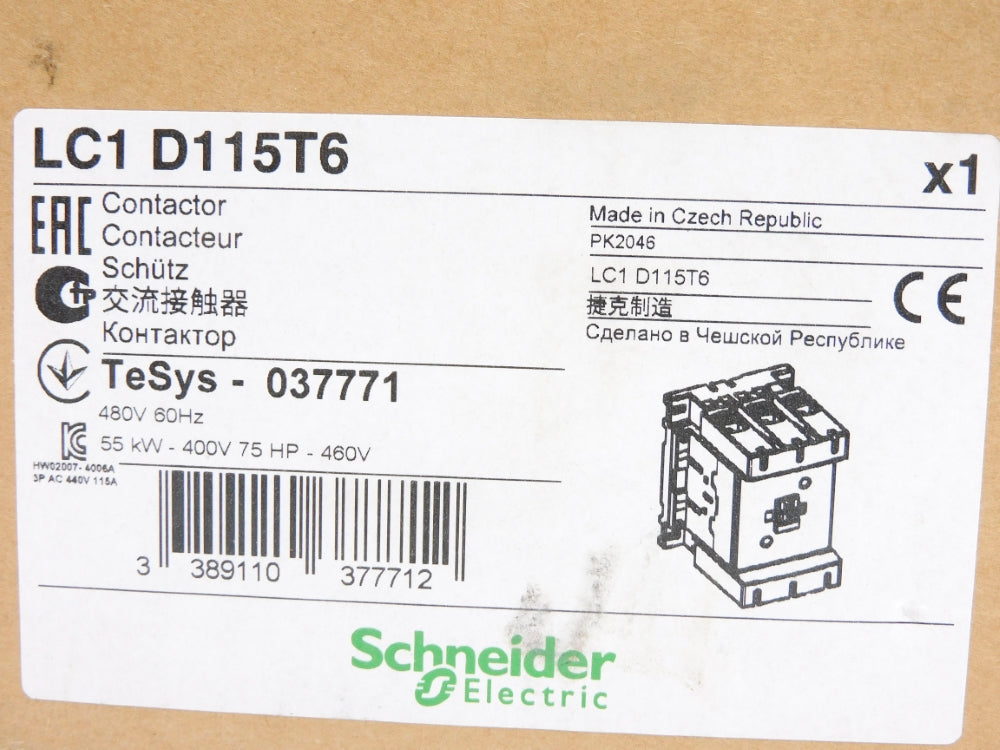 SCHNEIDER ELECTRIC LC1D115T6 480V NSMP