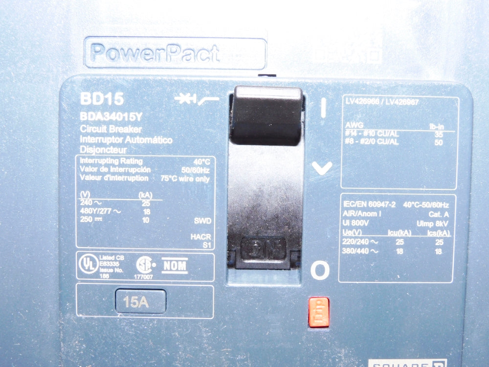 SQUARE D BDA34015Y 277V 15A NSMP