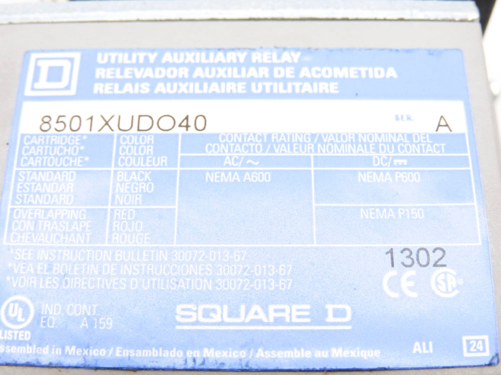 SQUARE D 8501XUDO40V63 SER. A 125VDC NSMP