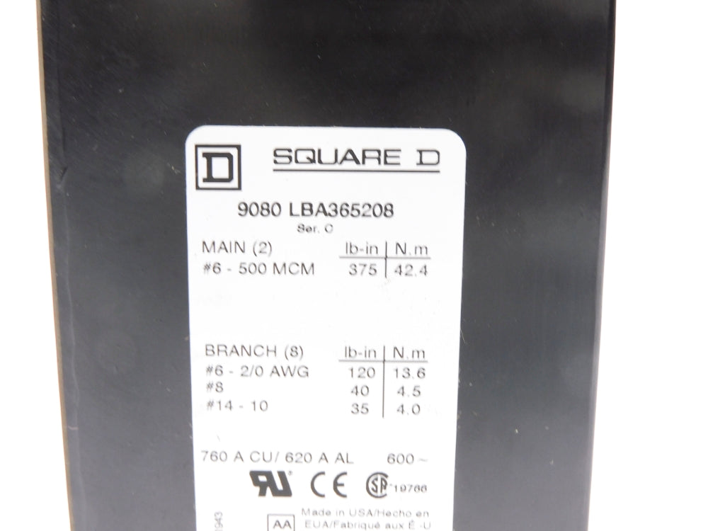 SQUARE D 9080LBA365208 SER. C 600V NSMP