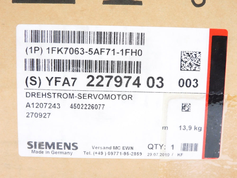 SIEMENS 1FK7063-5AF71-1FH0 NSFS