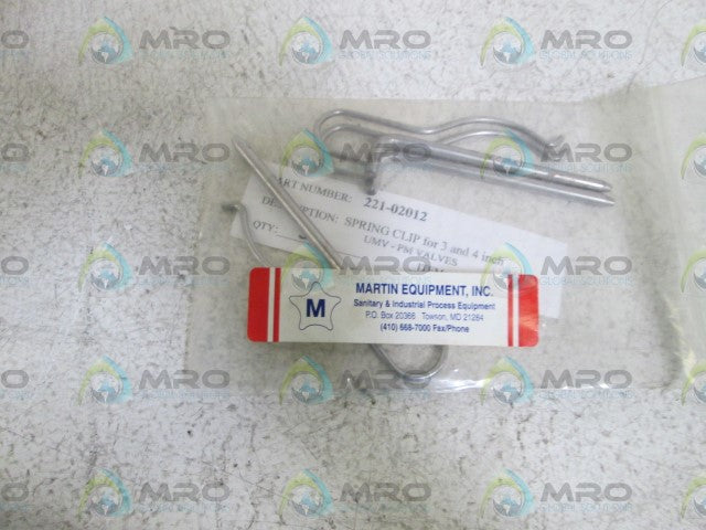 LOT OF 3 MARTIN EQUIPMENT, INC. SPRING CLIP 221-02012 *NEW IN BAG*
