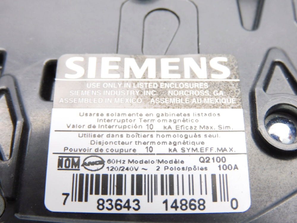 SIEMENS Q2100 100A 120/240V (AS PICTURED) NSNP