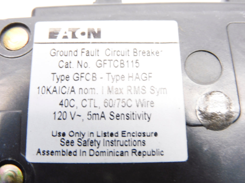 EATON GFTCB115CS 120V 15A NSMP