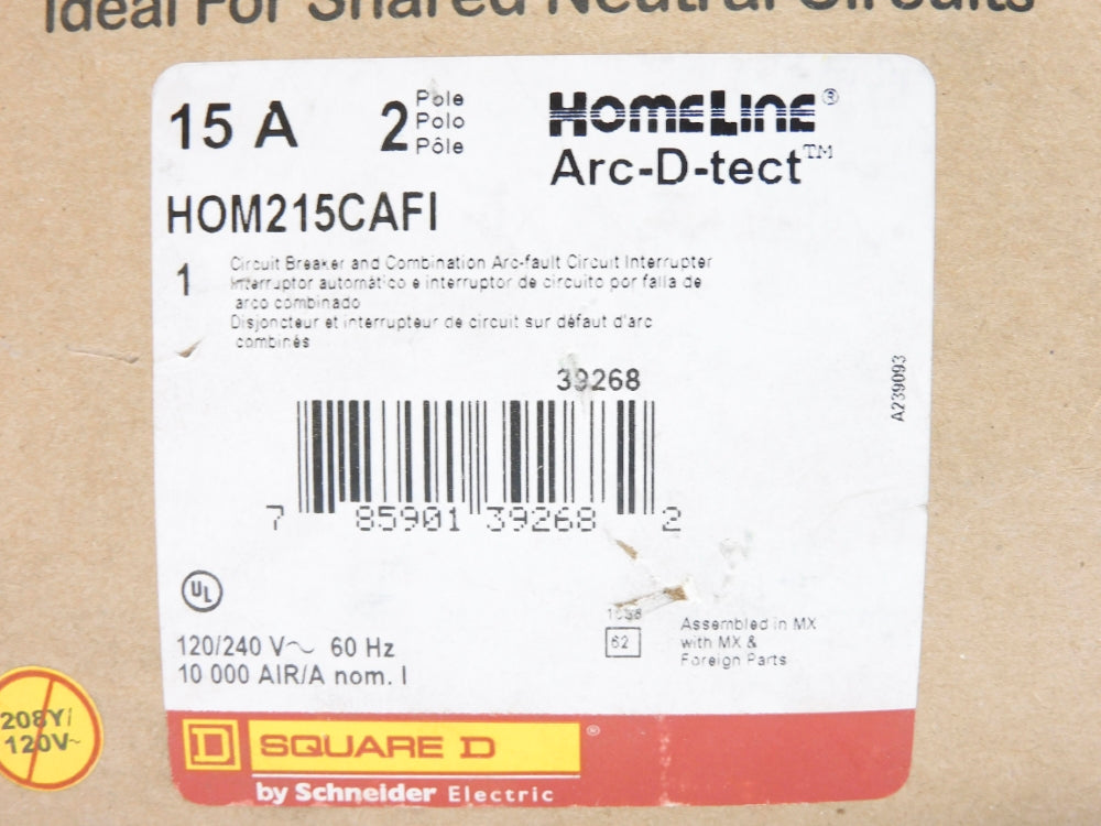SQUARE D HOM215CAFI 120/240V 15A NSMP