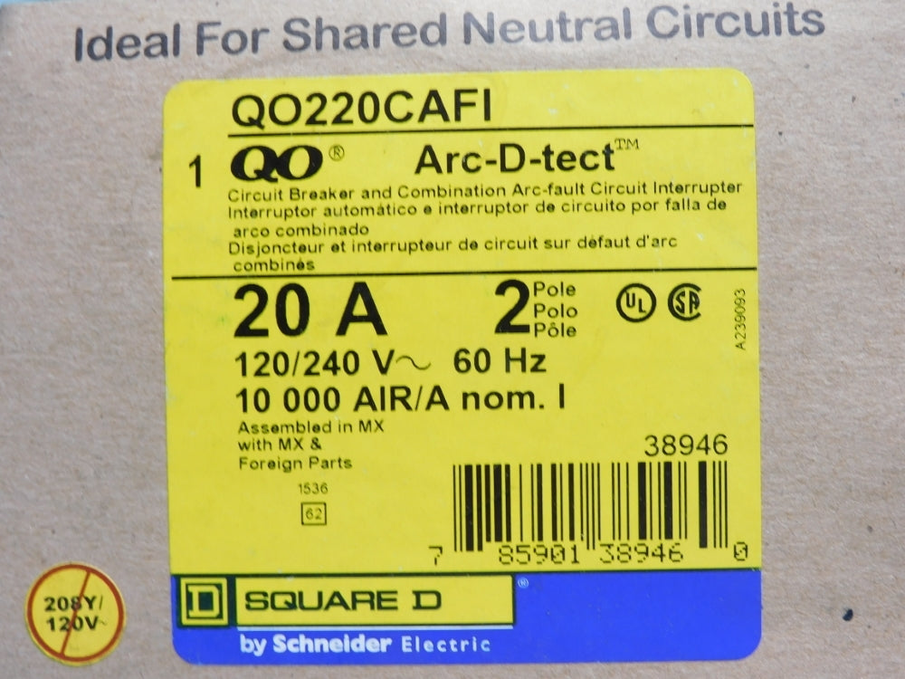 SQUARE D QO220CAFI 20A 120/240V NSMP