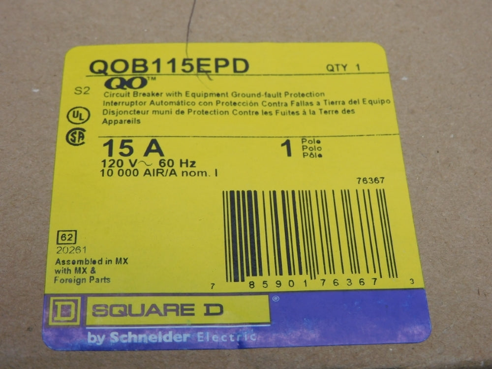 SQUARE D QOB115EPD 120V 15A NSMP