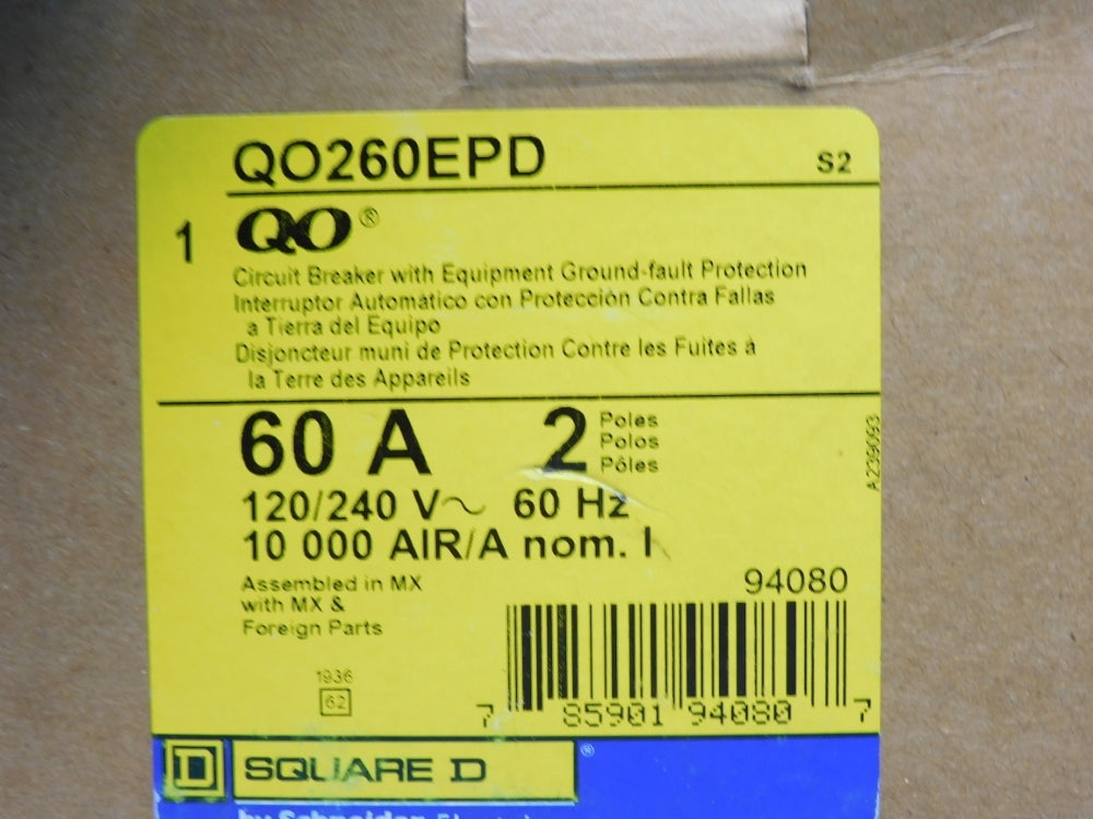 SQUARE D QO260EPD 120/240V 60A NSMP