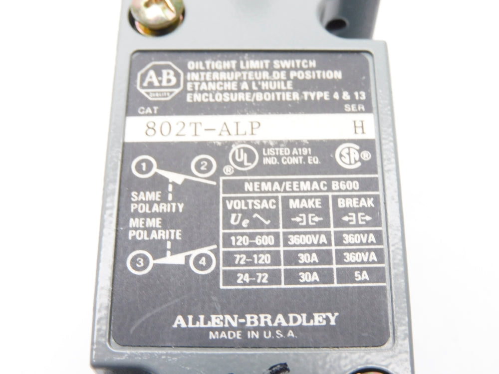 ALLEN BRADLEY 802T-ALP SER. H 600V 30A (GY/BL) NSMP