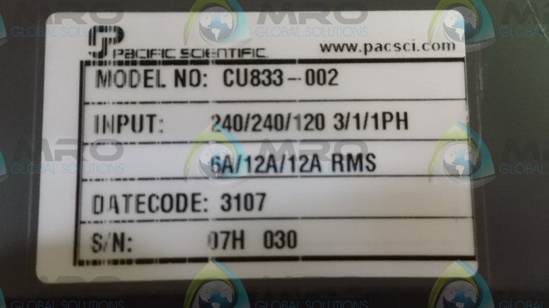 PACIFIC SCIENTIFIC CU833-002 SERVO DRIVE  UNMP