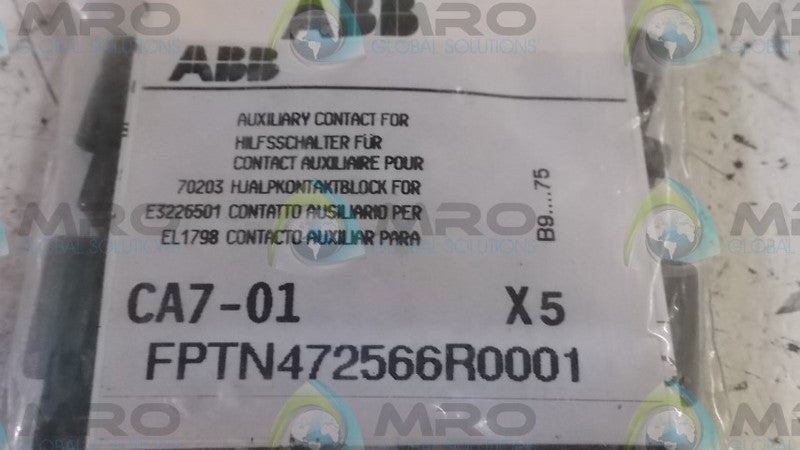 LOT OF 5 ABB CA7-01 AUXILIARY CONTACT * NEW IN FACTORY BAG *