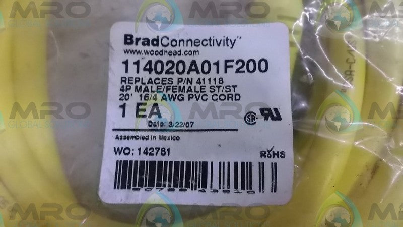 DANIEL WOODHEAD 41118 114020A01F200 CABLE * NEW IN FACTORY BAG *