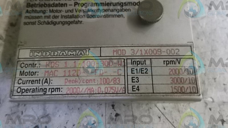 INDRAMAT MOD3/1X009-002 PROGRAMMING MODULE  UNMP