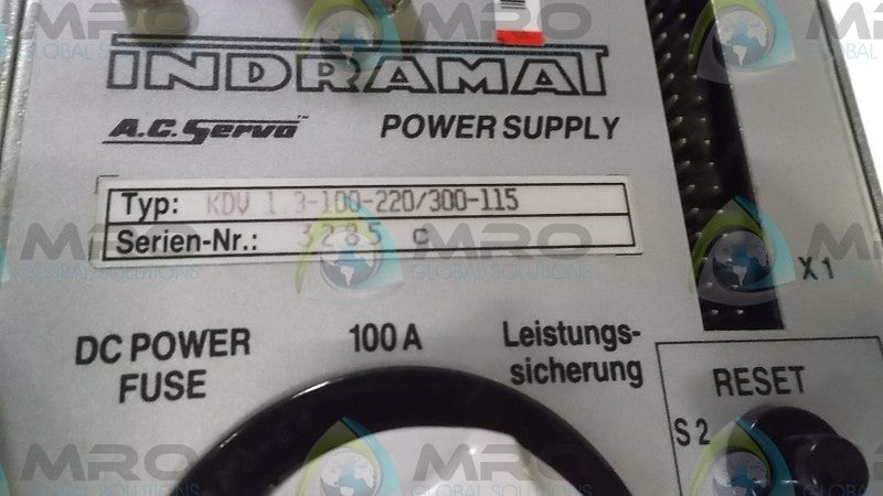 INDRAMAT KDV1.3-100-220/300-115 POWER SUPPLY  NSMP